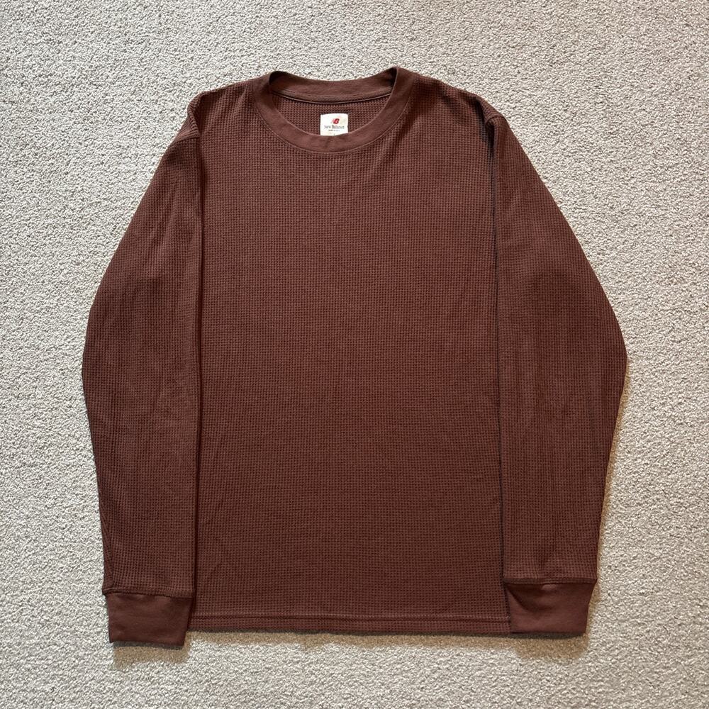 New Balance Men's Made in USA Long Sleeve Brown Thermal T-Shirt Tee Size Large